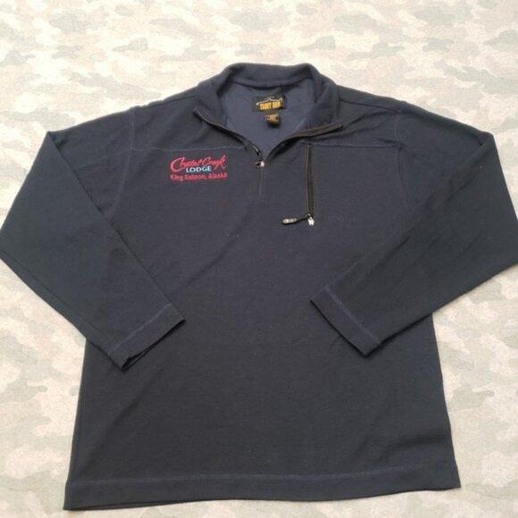 Orvis Sweatshirt Mens Medium Black Quarter Zip Trout Bum Long Sleeve Branded - Picture 1 of 5